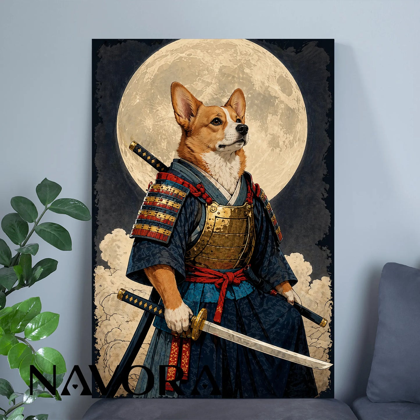 Corgi Poster – Samurai Warrior Art Personalized