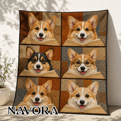Corgi Quilt Blanket – Cozy Reading Corgi