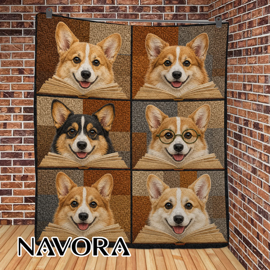 Corgi Quilt Blanket – Cozy Reading Corgi