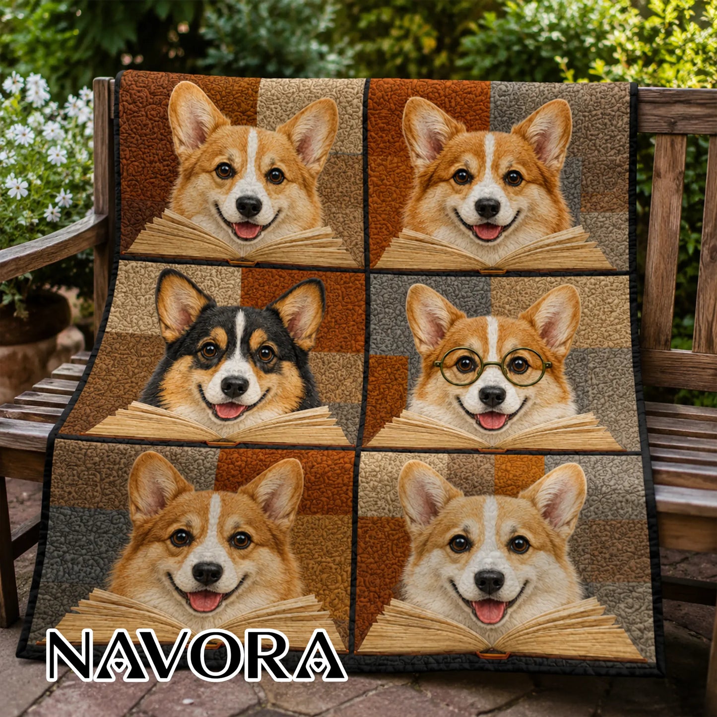 Corgi Quilt Blanket – Cozy Reading Corgi