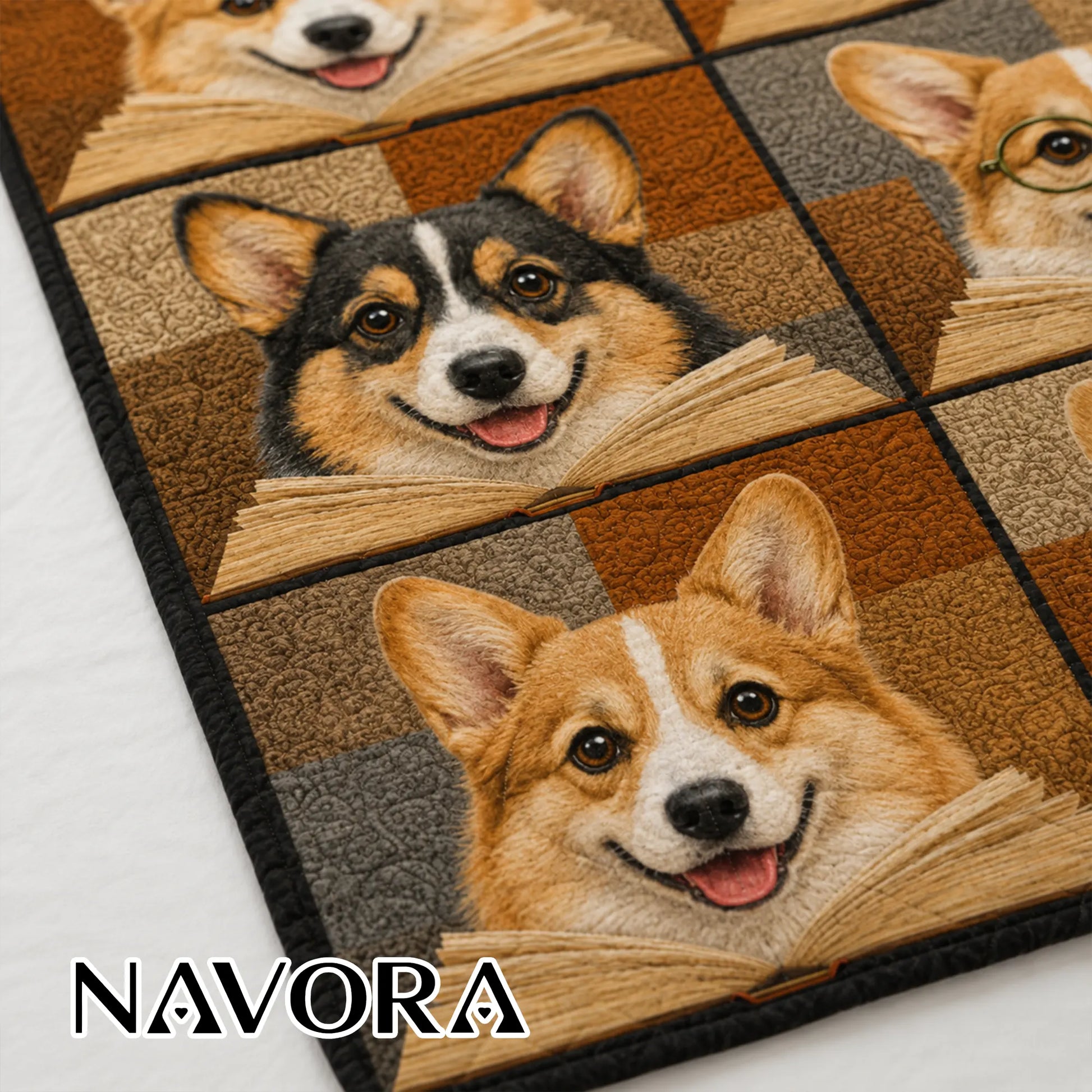 Corgi Quilt Blanket – Cozy Reading Corgi