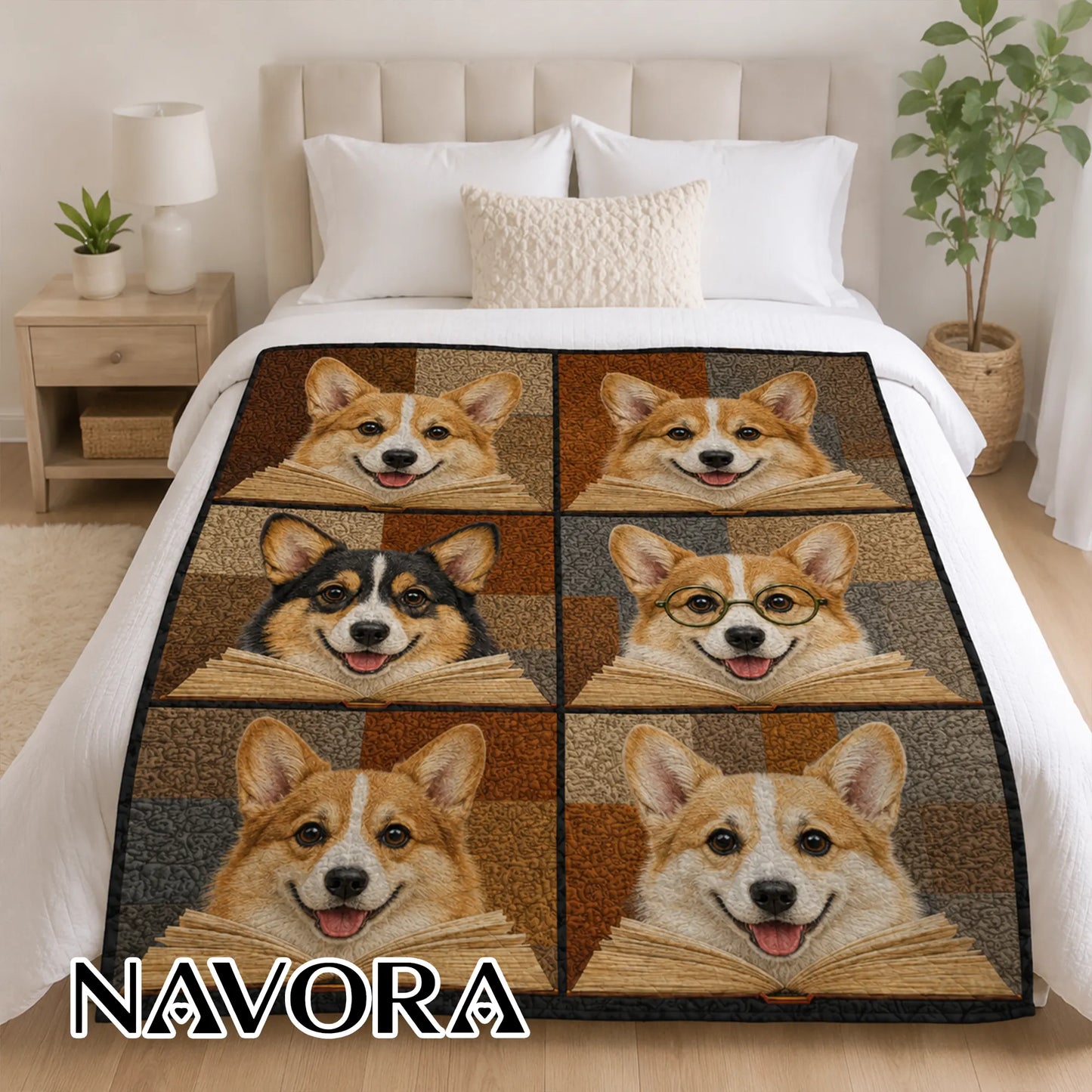 Corgi Quilt Blanket – Cozy Reading Corgi