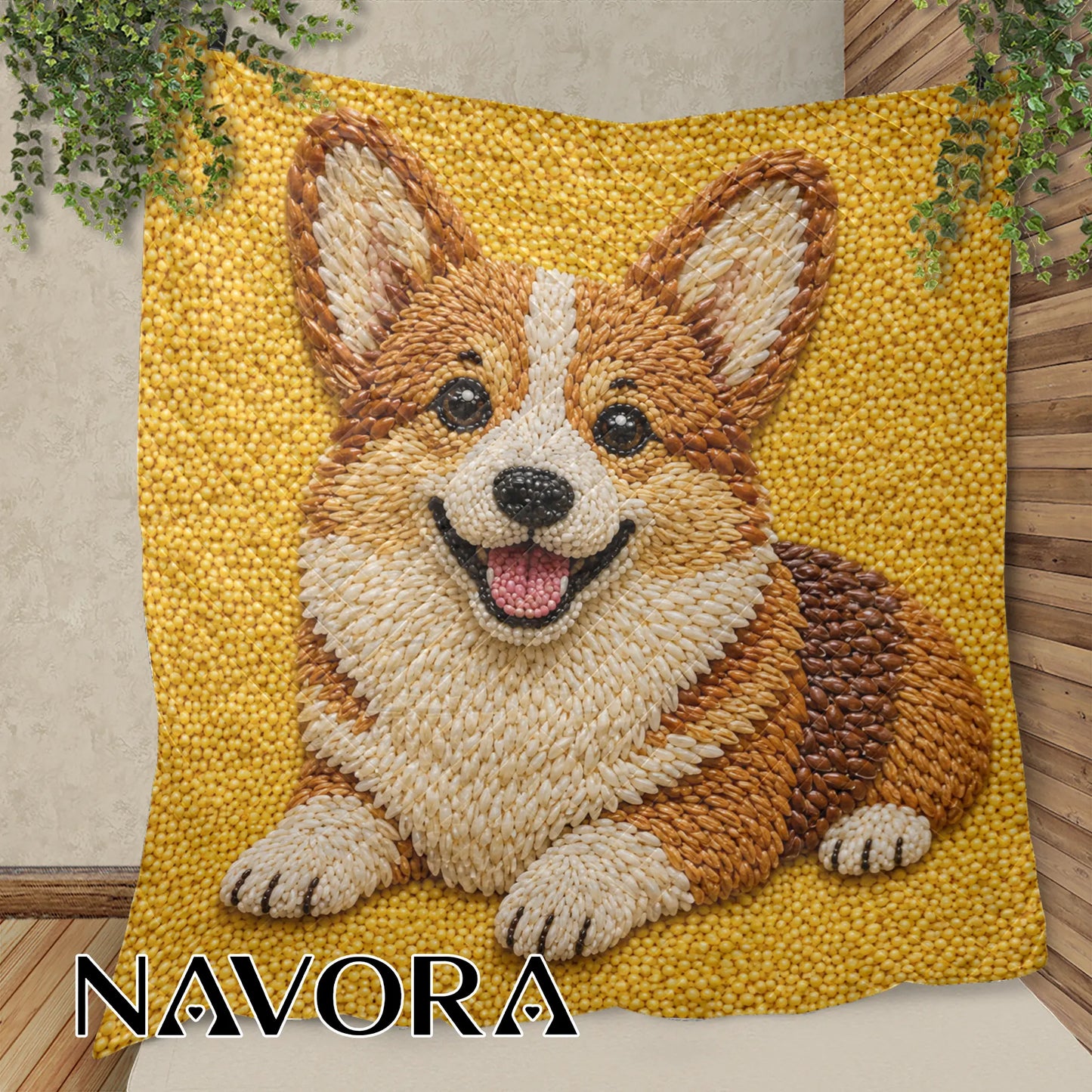 Corgi Quilt Blanket – Cute Corn Art Dog