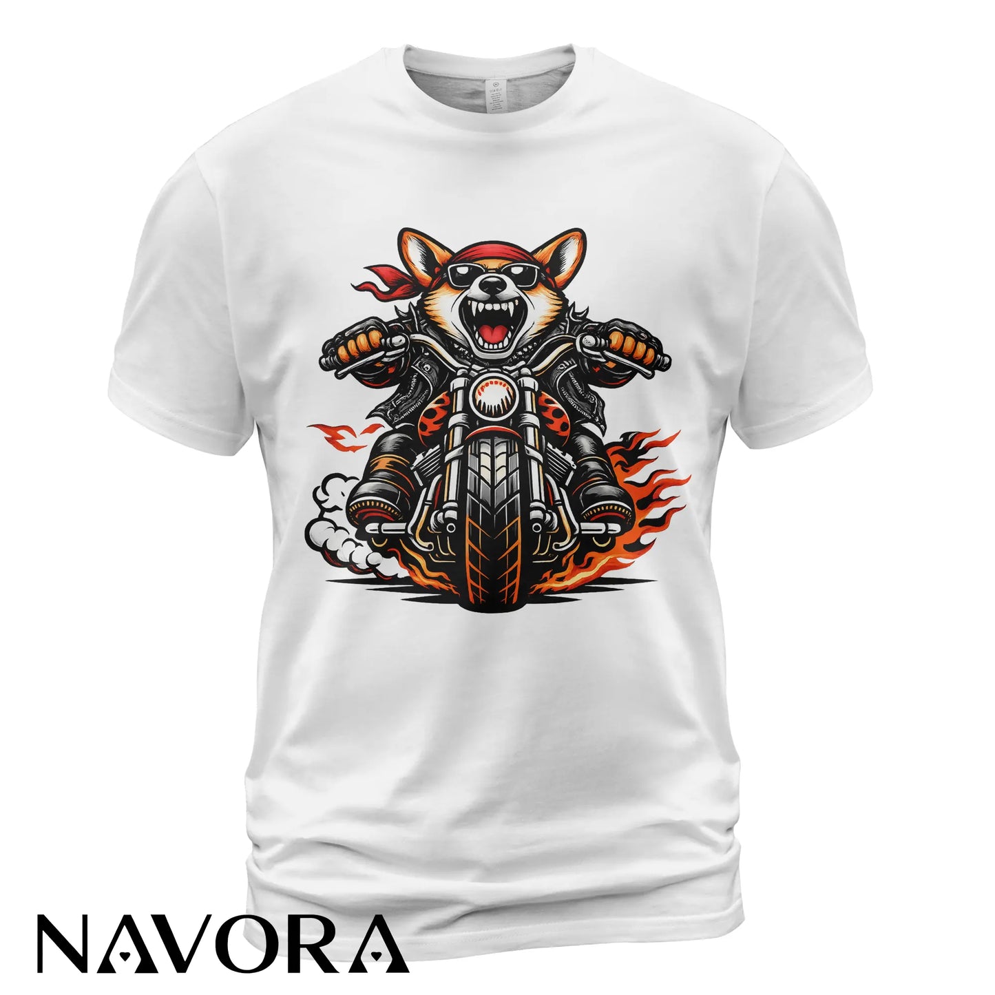 Corgi T-Shirt Biker Edition – Fierce Motorcycle Dog Graphic Tee for Riders & Corgi Lovers Navora Official