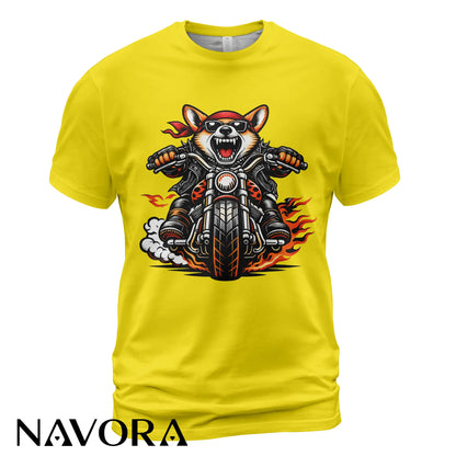 Corgi T-Shirt Biker Edition – Fierce Motorcycle Dog Graphic Tee for Riders & Corgi Lovers Navora Official