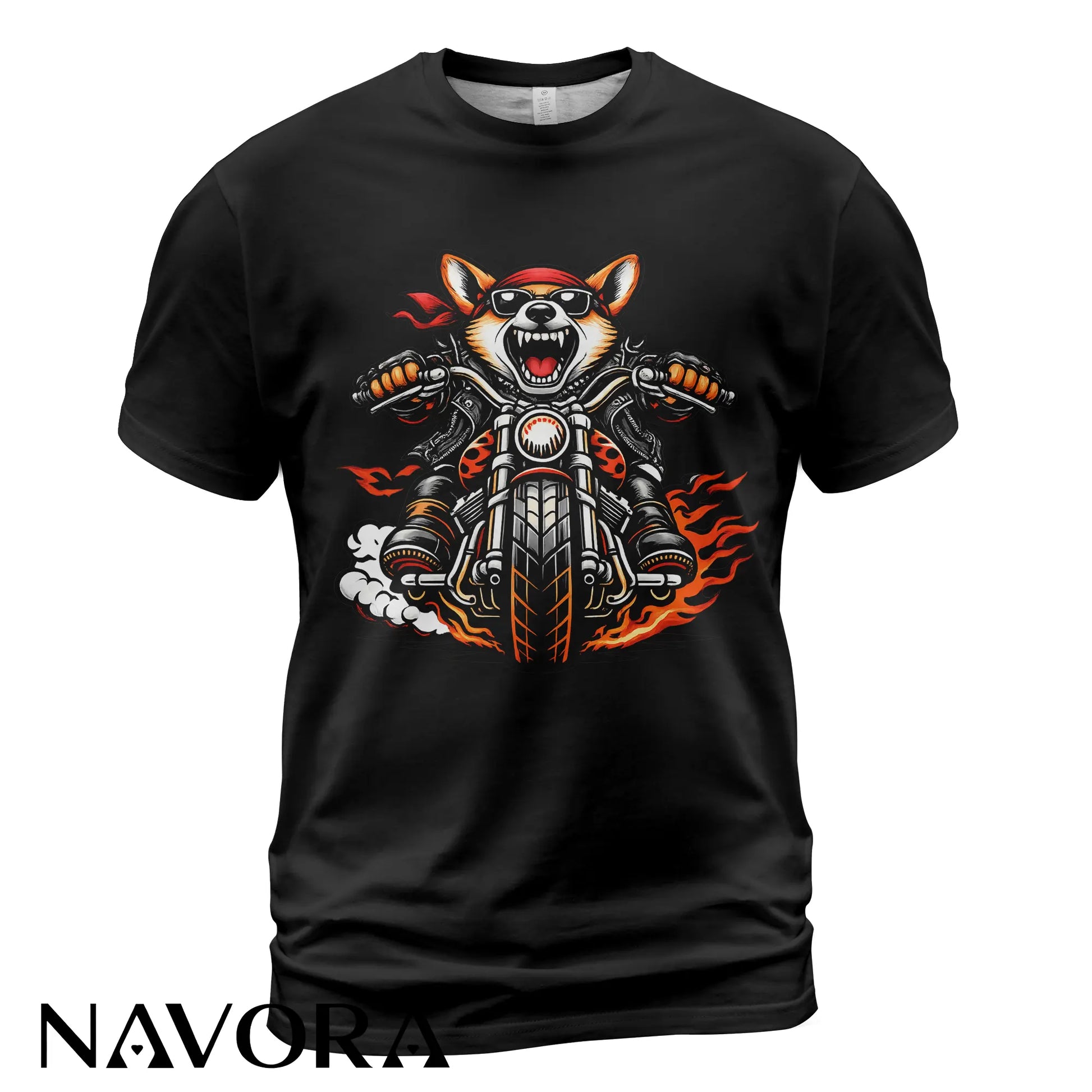 Corgi T-Shirt Biker Edition – Fierce Motorcycle Dog Graphic Tee for Riders & Corgi Lovers Navora Official