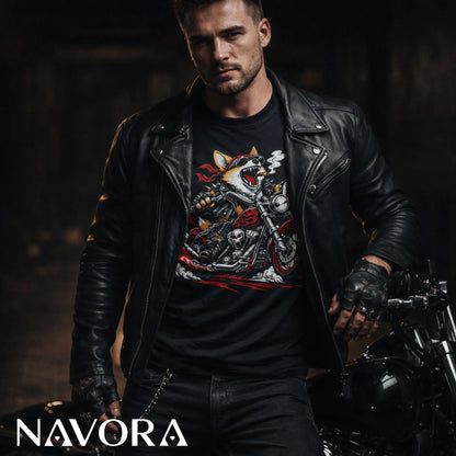 Corgi T-Shirt Biker Style – Funny Motorcycle Dog Graphic Tee for Riders & Dog Lovers Navora Official