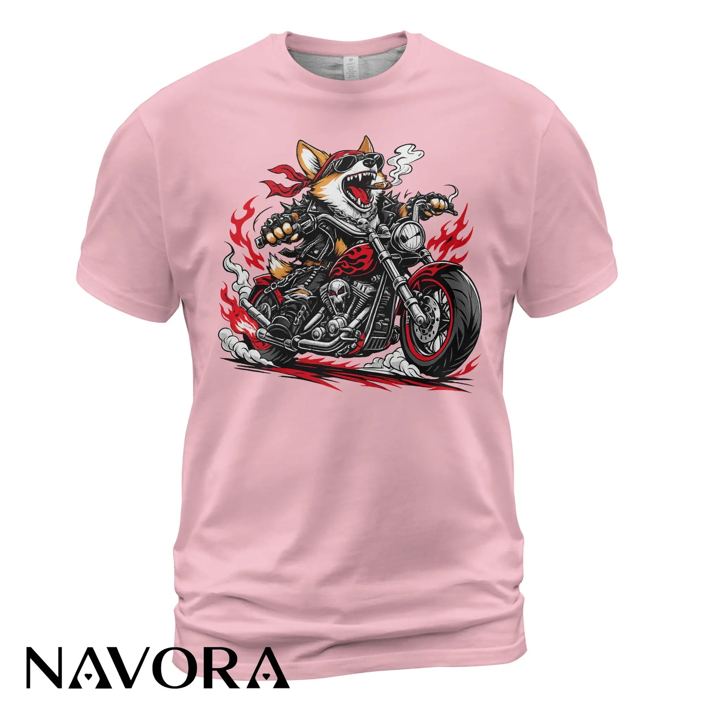Corgi T-Shirt Biker Style – Funny Motorcycle Dog Graphic Tee for Riders & Dog Lovers Navora Official