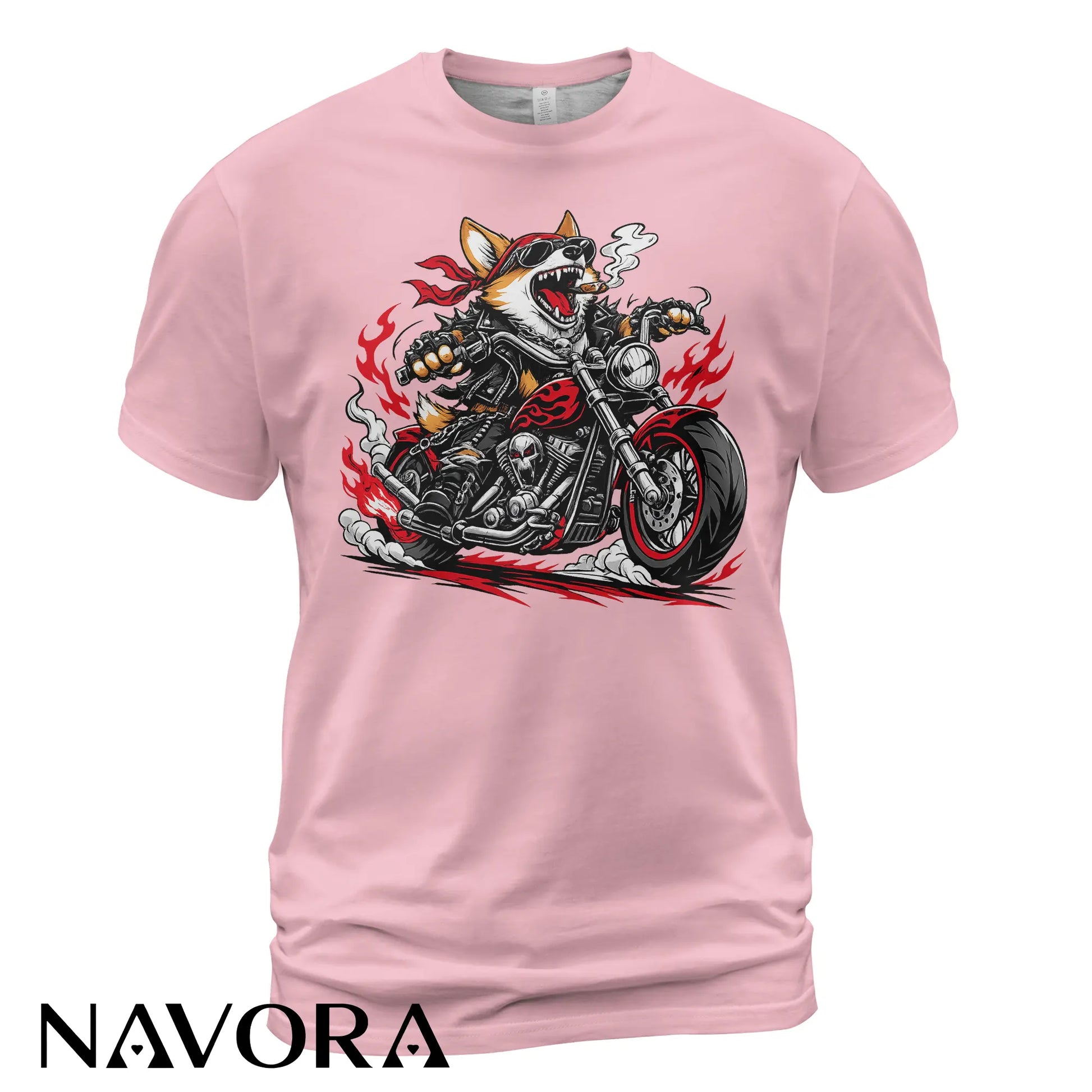 Corgi T-Shirt Biker Style – Funny Motorcycle Dog Graphic Tee for Riders & Dog Lovers Navora Official