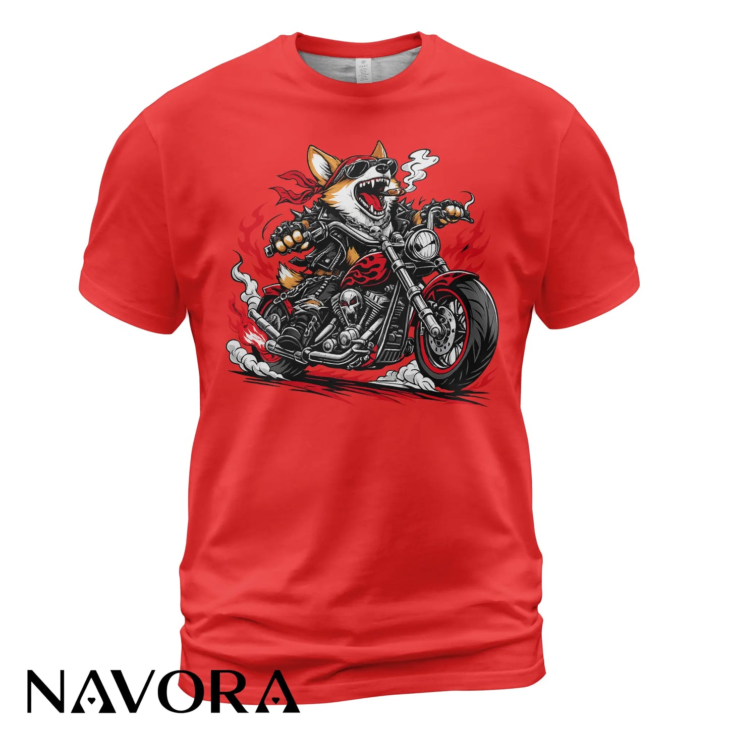 Corgi T-Shirt Biker Style – Funny Motorcycle Dog Graphic Tee for Riders & Dog Lovers Navora Official