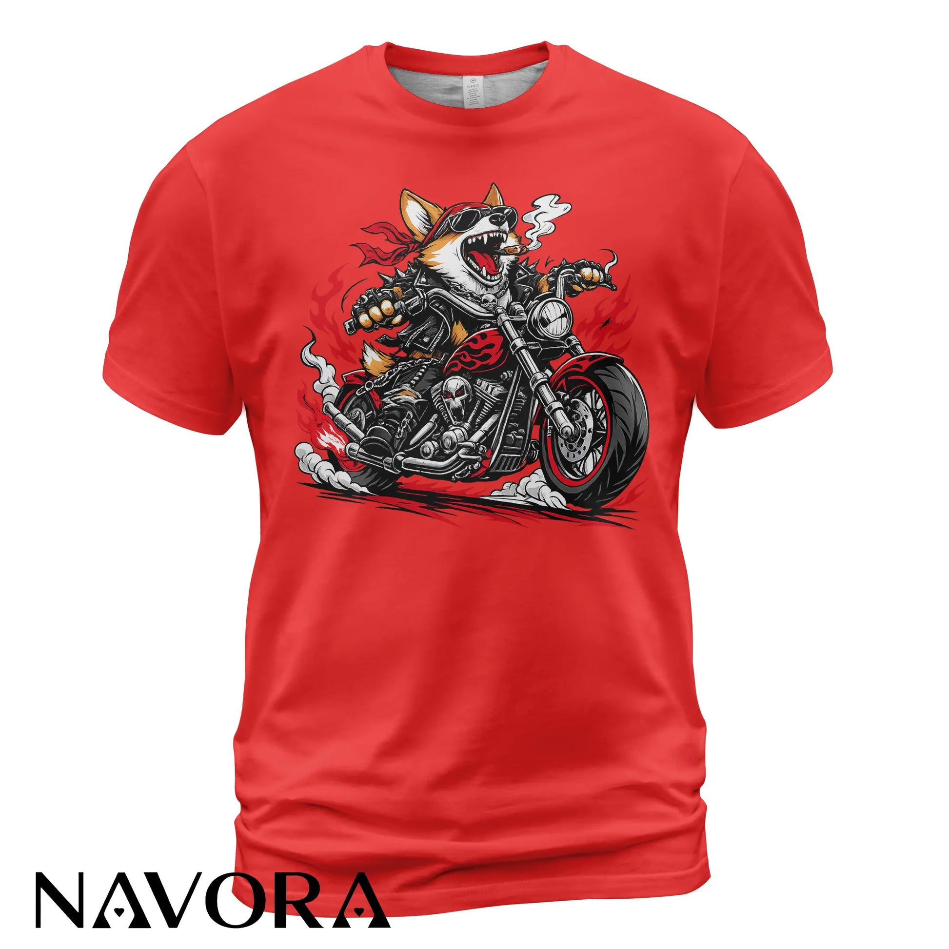 Corgi T-Shirt Biker Style – Funny Motorcycle Dog Graphic Tee for Riders & Dog Lovers Navora Official