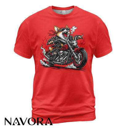 Corgi T-Shirt Biker Style – Funny Motorcycle Dog Graphic Tee for Riders & Dog Lovers Navora Official