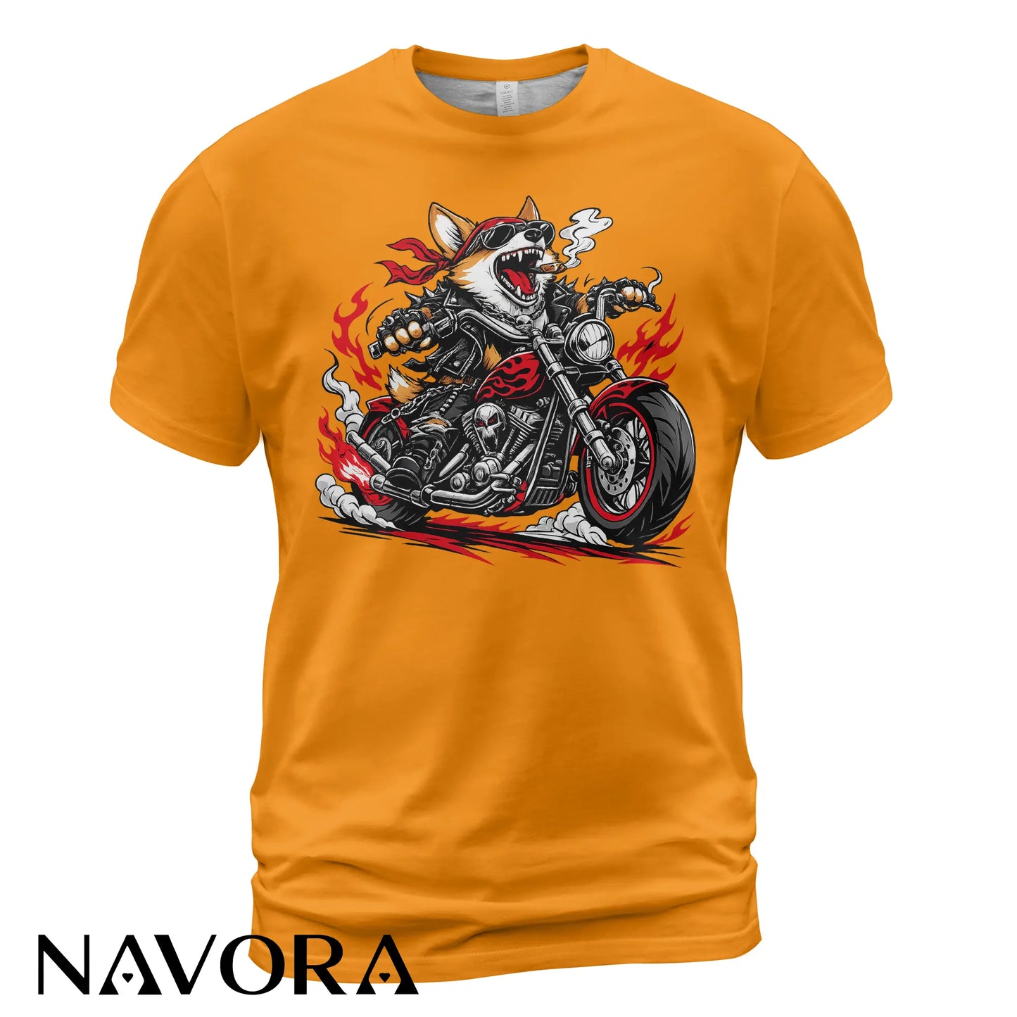 Corgi T-Shirt Biker Style – Funny Motorcycle Dog Graphic Tee for Riders & Dog Lovers Navora Official