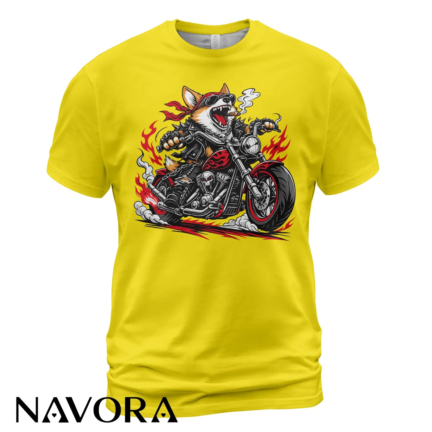 Corgi T-Shirt Biker Style – Funny Motorcycle Dog Graphic Tee for Riders & Dog Lovers Navora Official