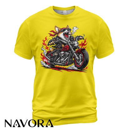 Corgi T-Shirt Biker Style – Funny Motorcycle Dog Graphic Tee for Riders & Dog Lovers Navora Official