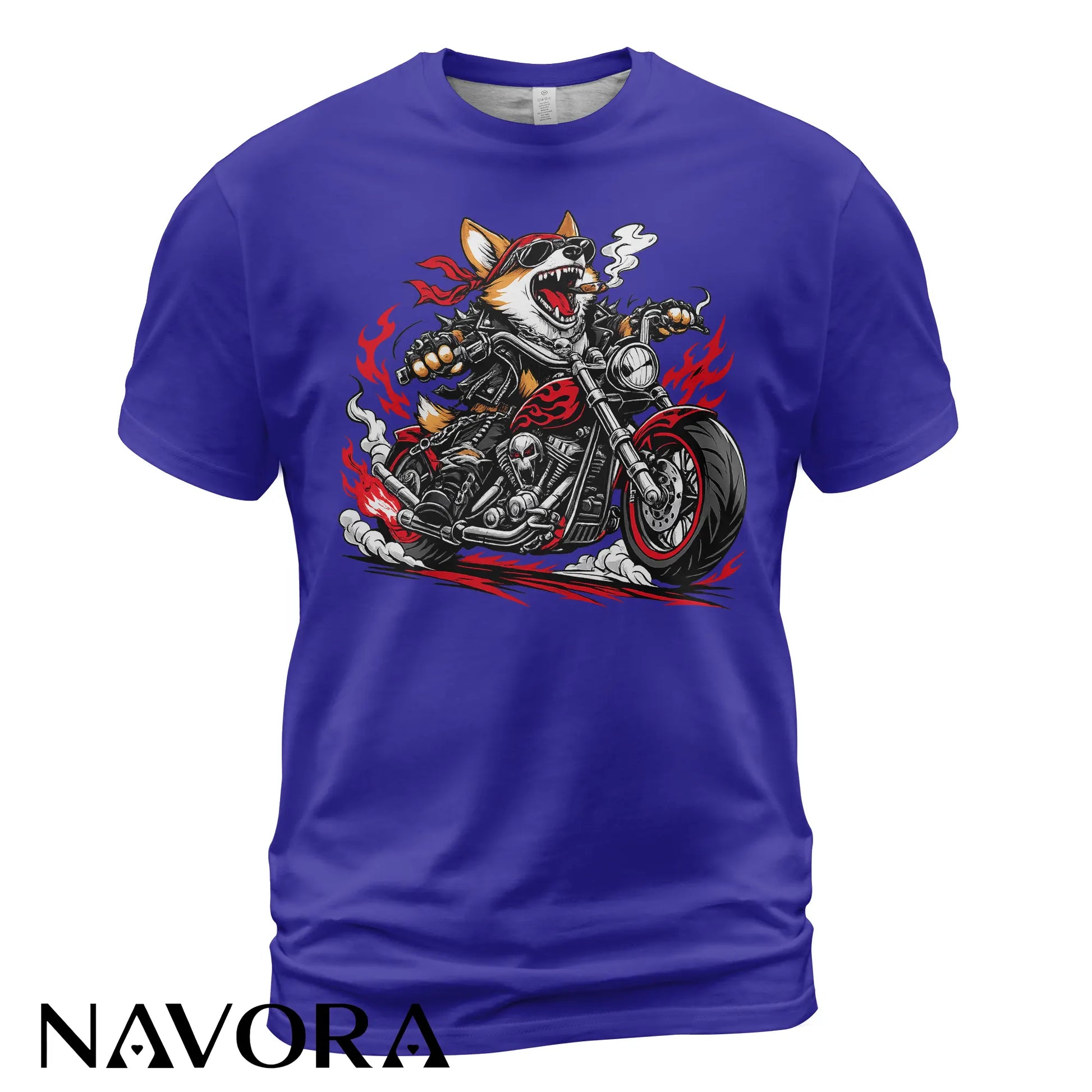 Corgi T-Shirt Biker Style – Funny Motorcycle Dog Graphic Tee for Riders & Dog Lovers Navora Official