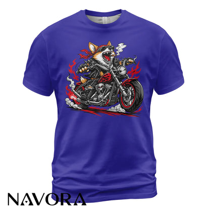 Corgi T-Shirt Biker Style – Funny Motorcycle Dog Graphic Tee for Riders & Dog Lovers Navora Official