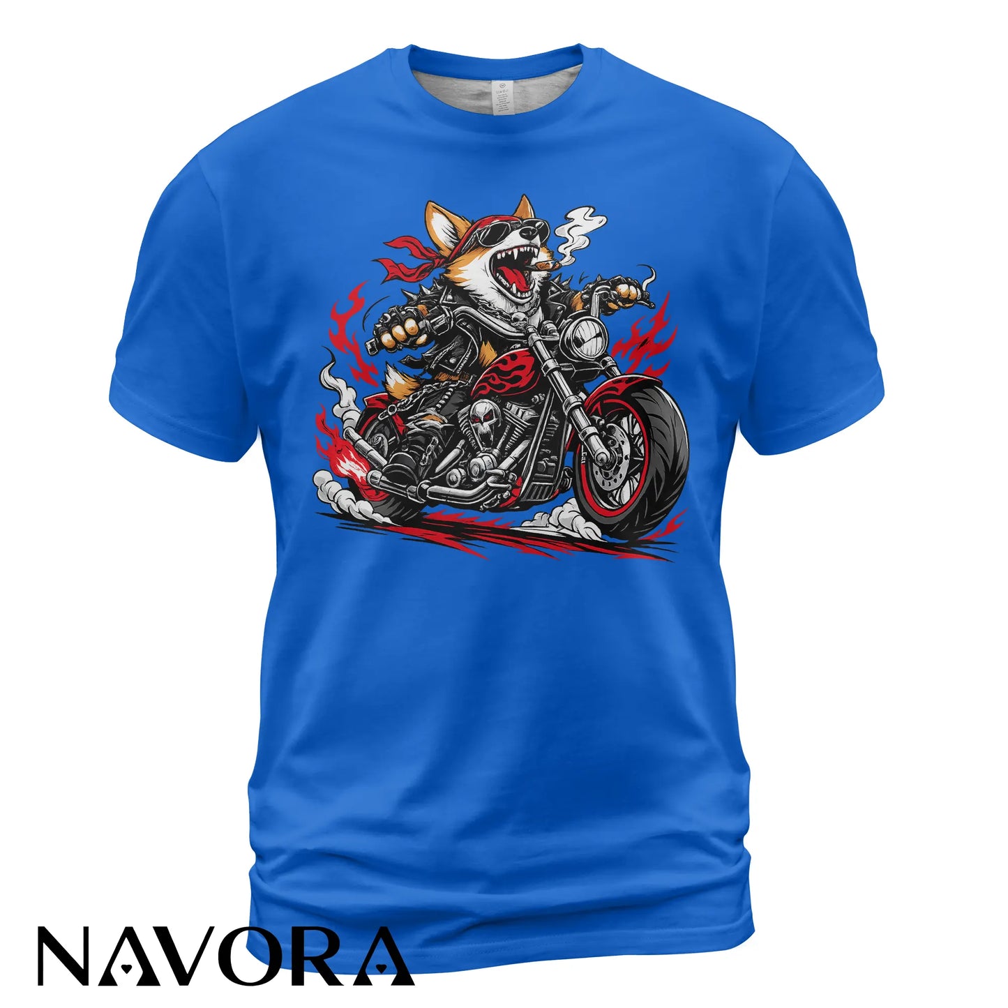 Corgi T-Shirt Biker Style – Funny Motorcycle Dog Graphic Tee for Riders & Dog Lovers Navora Official