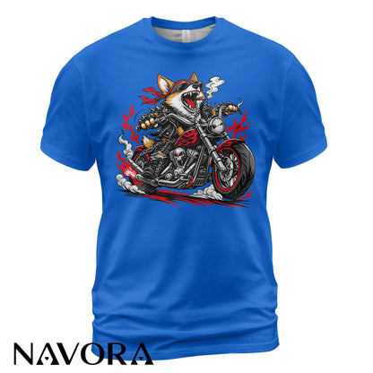 Corgi T-Shirt Biker Style – Funny Motorcycle Dog Graphic Tee for Riders & Dog Lovers Navora Official