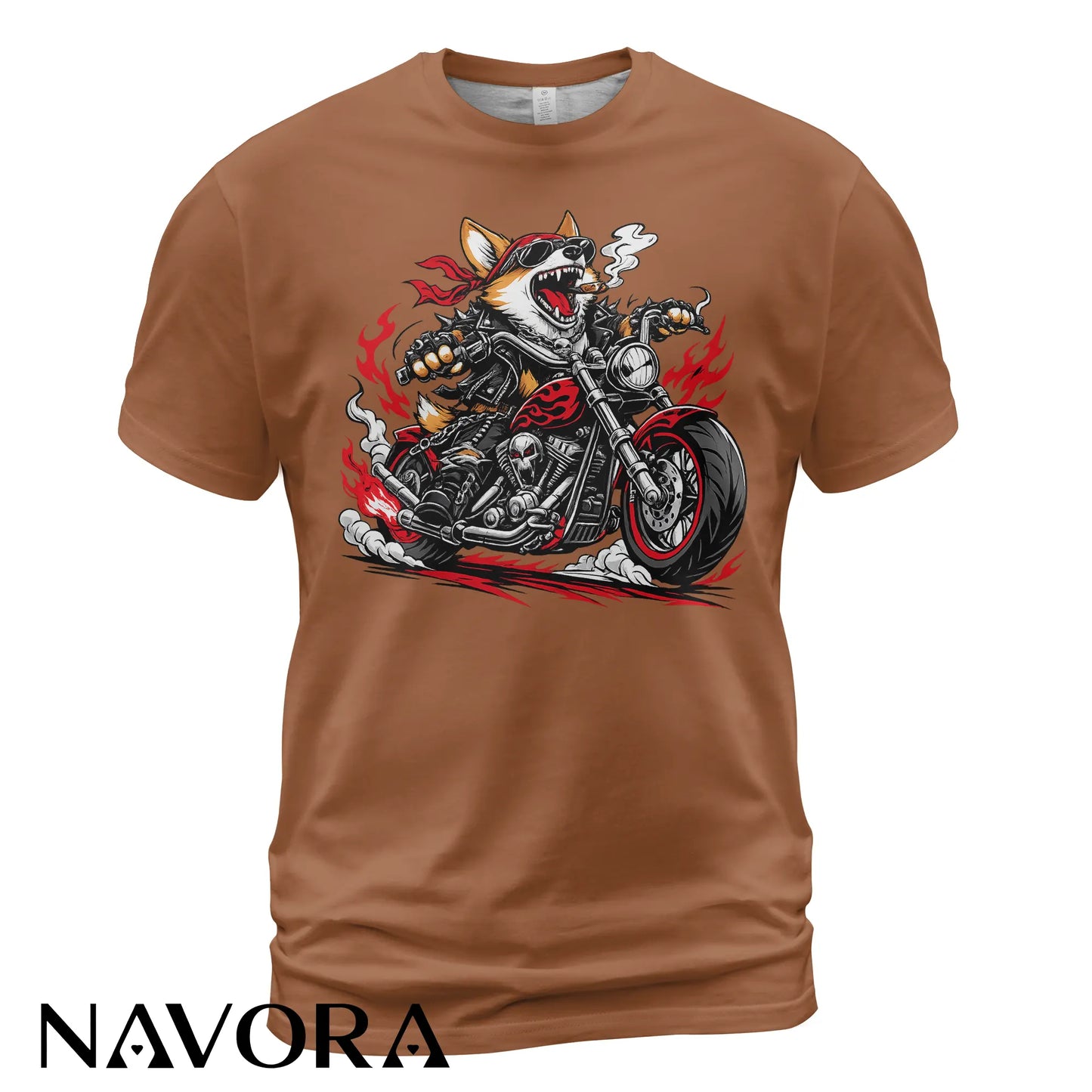 Corgi T-Shirt Biker Style – Funny Motorcycle Dog Graphic Tee for Riders & Dog Lovers Navora Official