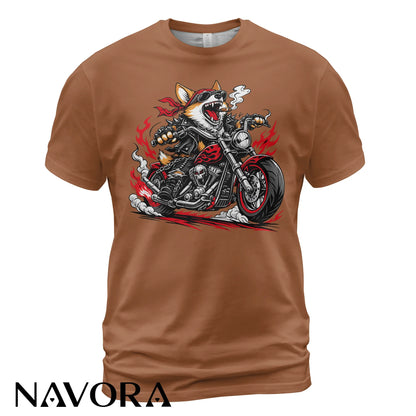 Corgi T-Shirt Biker Style – Funny Motorcycle Dog Graphic Tee for Riders & Dog Lovers Navora Official