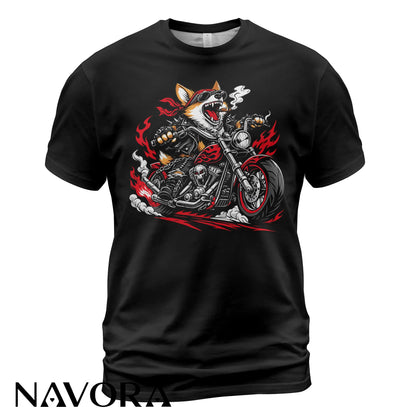 Corgi T-Shirt Biker Style – Funny Motorcycle Dog Graphic Tee for Riders & Dog Lovers Navora Official