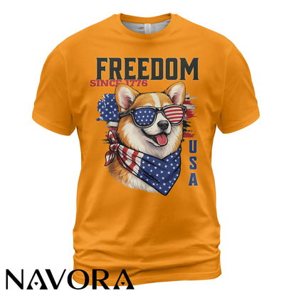 Corgi T-Shirt Freedom Since 1776 – 4th of July Independence Day Shirt