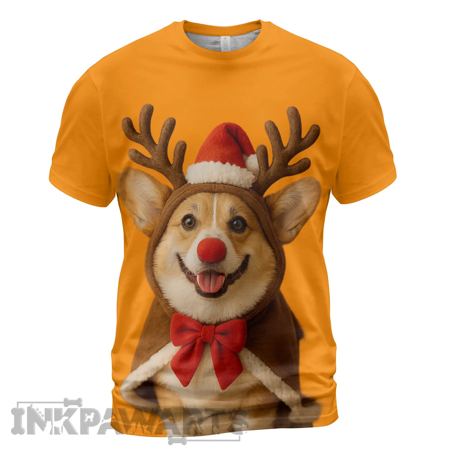 Corgi T-Shirt Funny Christmas Dog in Reindeer Costume Tee