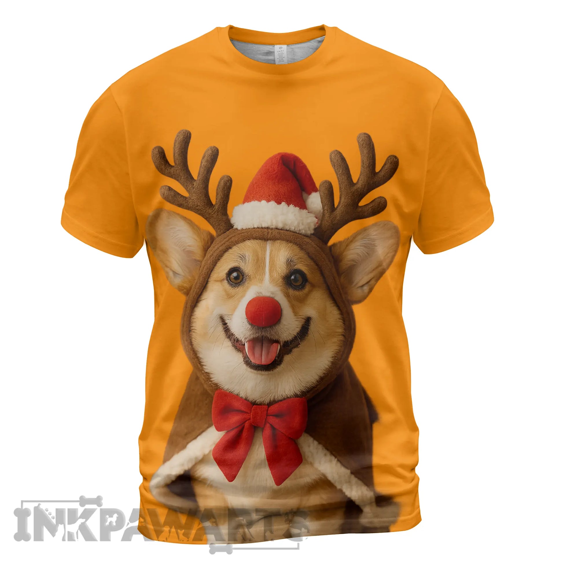 Corgi T-Shirt Funny Christmas Dog in Reindeer Costume Tee