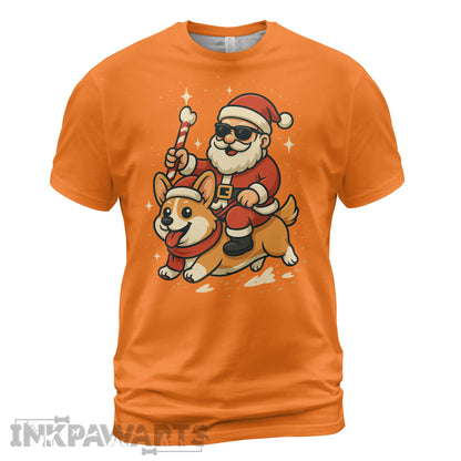 Corgi T-Shirt Funny Christmas Santa Dog Tee for Holiday Cheer