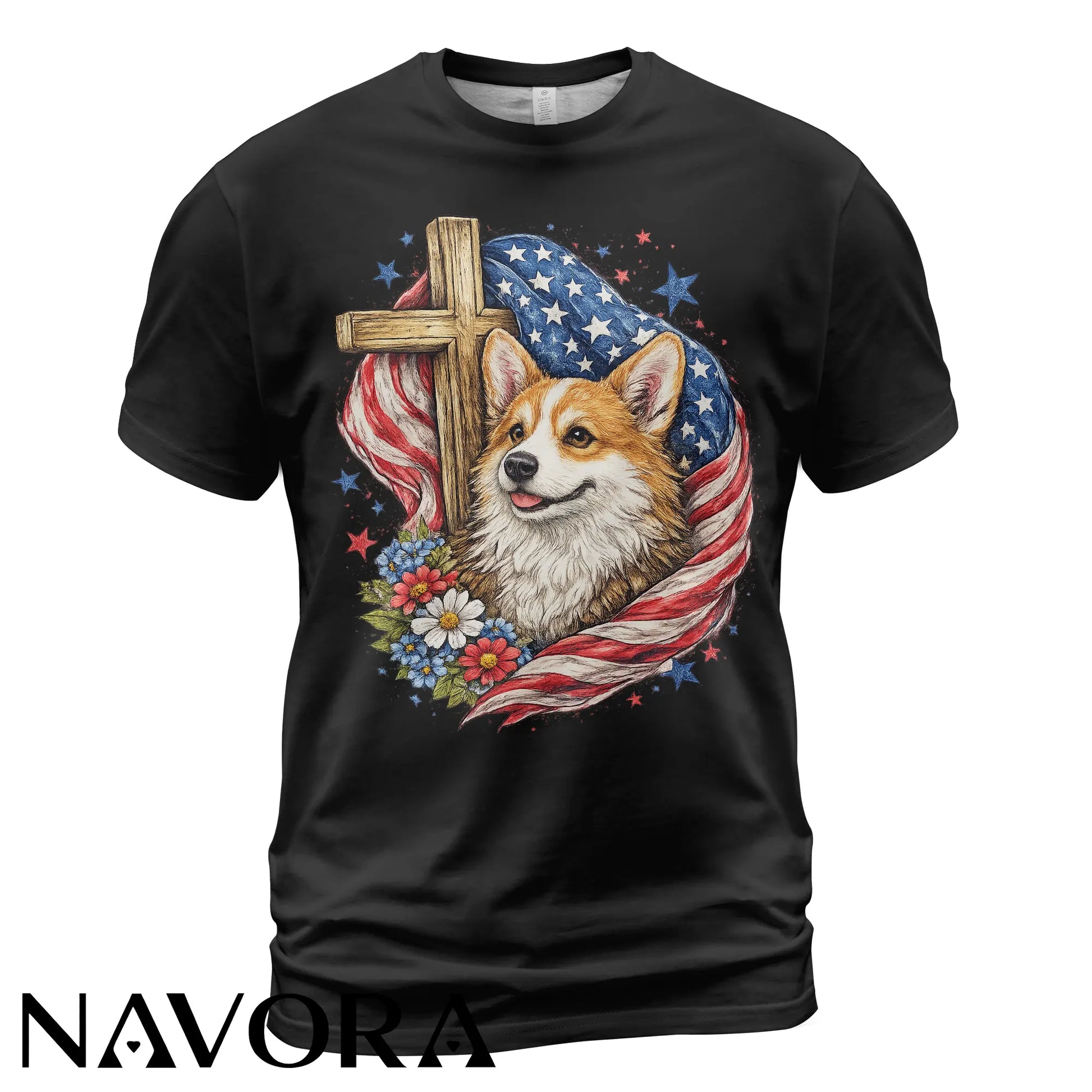 Corgi T-Shirt Patriotic Faith Design – 4th of July Independence Day Shirt