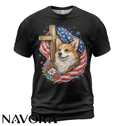 Corgi T-Shirt Patriotic Faith Design – 4th of July Independence Day Shirt