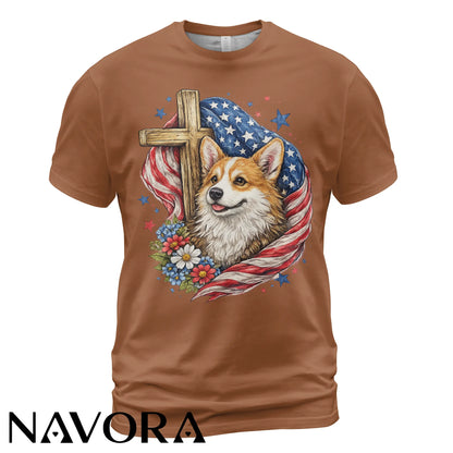 Corgi T-Shirt Patriotic Faith Design – 4th of July Independence Day Shirt