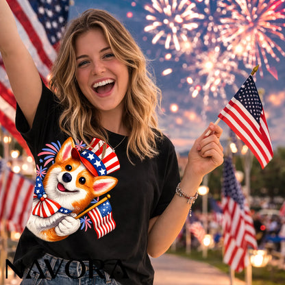 Cute Patriotic Corgi T-Shirt – 4th of July Independence Day Shirt
