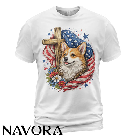 Corgi T-Shirt Patriotic Faith Design – 4th of July Independence Day Shirt