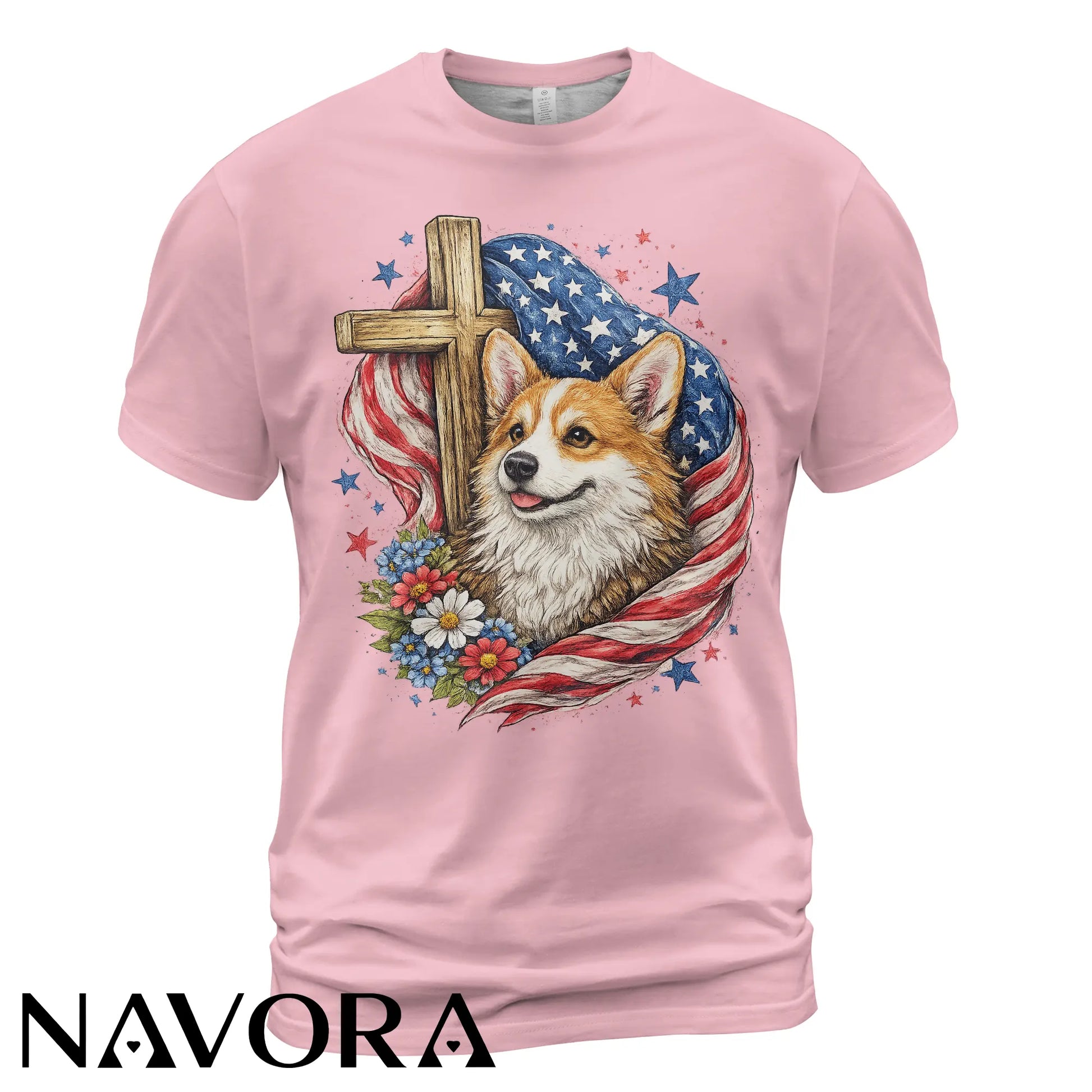 Corgi T-Shirt Patriotic Faith Design – 4th of July Independence Day Shirt