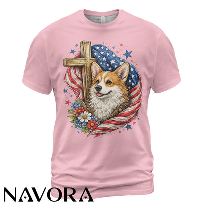 Corgi T-Shirt Patriotic Faith Design – 4th of July Independence Day Shirt
