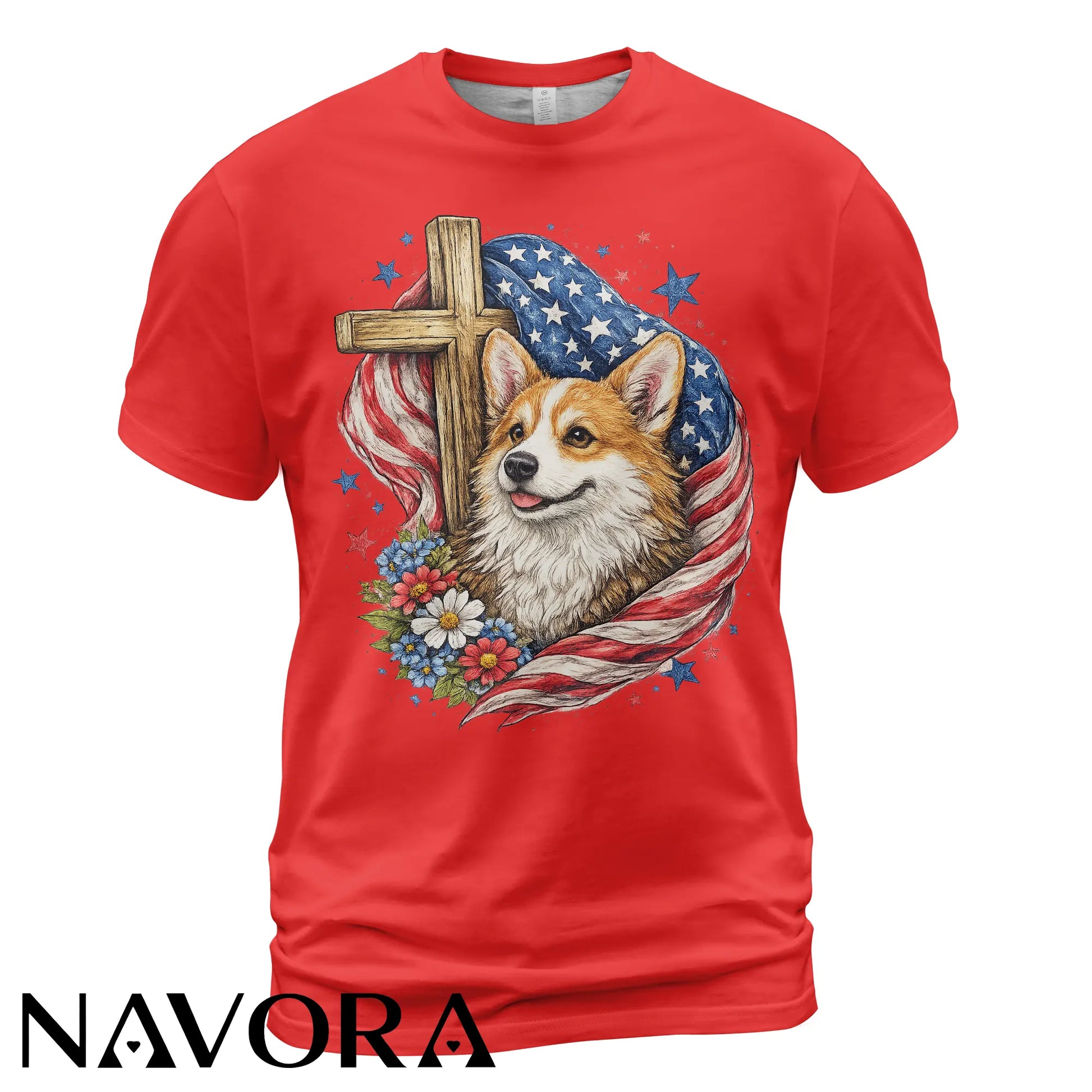 Corgi T-Shirt Patriotic Faith Design – 4th of July Independence Day Shirt
