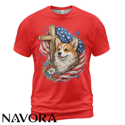 Corgi T-Shirt Patriotic Faith Design – 4th of July Independence Day Shirt
