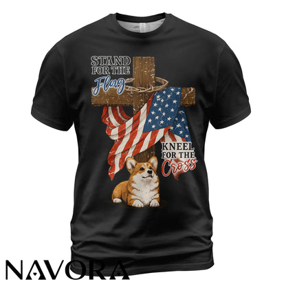 Corgi T-Shirt Stand for the Flag – 4th of July Independence Day Shirt