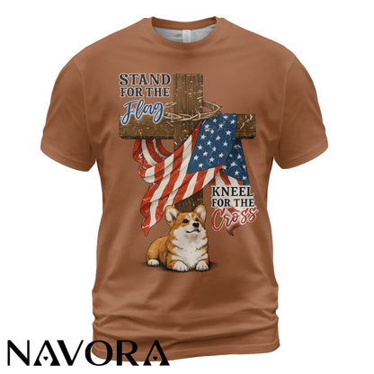 Corgi T-Shirt Stand for the Flag – 4th of July Independence Day Shirt