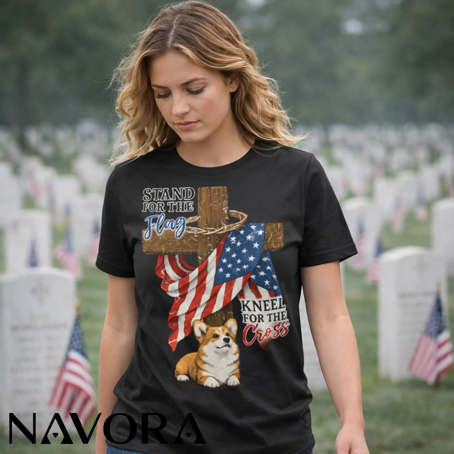 Corgi T-Shirt Stand for the Flag – 4th of July Independence Day Shirt