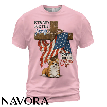 Corgi T-Shirt Stand for the Flag – 4th of July Independence Day Shirt