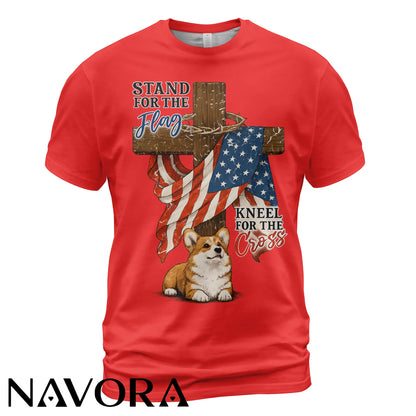 Corgi T-Shirt Stand for the Flag – 4th of July Independence Day Shirt