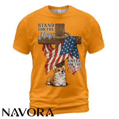 Corgi T-Shirt Stand for the Flag – 4th of July Independence Day Shirt