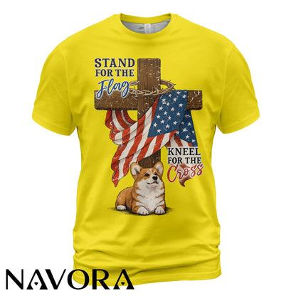 Corgi T-Shirt Stand for the Flag – 4th of July Independence Day Shirt