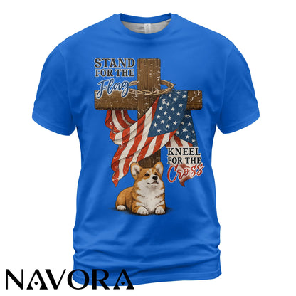 Corgi T-Shirt Stand for the Flag – 4th of July Independence Day Shirt