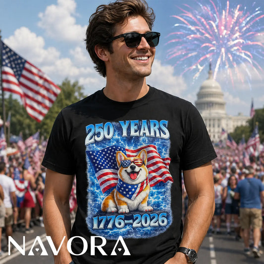 Corgi T-Shirt – 250 Years Independence Day 1776–2026