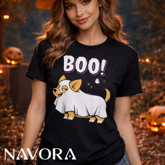Corgi T-Shirt – Funny Halloween Boo Ghost Corgi Shirt