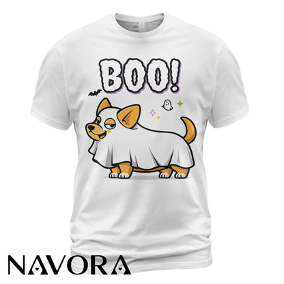 Corgi T-Shirt – Funny Halloween Boo Ghost Corgi Shirt